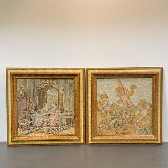 Baroque Era Tapestries Lot of 2 Framed image number 1