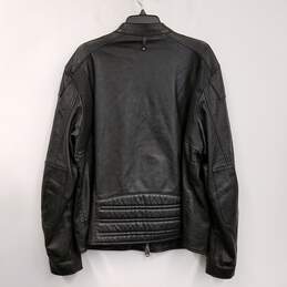 Mens Black Leather Long Sleeve Pockets Full Zip Motorcycle Jacket Size 46 alternative image