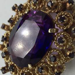 Elly 14K Gold Purple Sapphire Brooch Pendant 16.5g alternative image