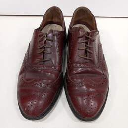 Mens Brown Leather Lace Up Almond Toe Wingtip Oxford Dress Shoes Size 10.5