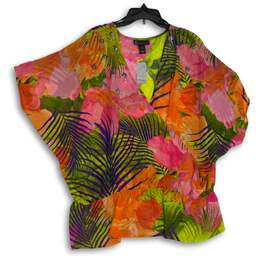 NWT Womens Multicolor Sequin Surplice Neck Kimono Sleeve Peplum Blouse Top 22/24