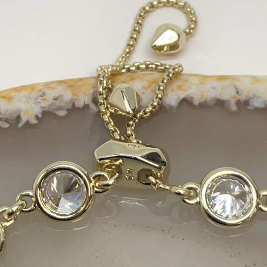 Designer Kendra Scott Gold-Tone Clear Crystal Cut Stone Chain Bracelet image number 4