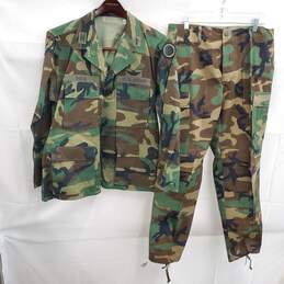 US Army BDU Woodland Camo Coat & Pants Set I Corps Medium-Short