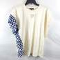 CQ By CQ Women Ivory Ruffle Plaid Short Sleeve Top S NWT image number 1