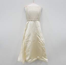 Vintage Womens Lazaro Beaded Accent Wedding Dress Size 10