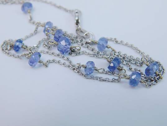 14K White Gold Faceted Tanzanite Station Necklace 2.6g image number 3