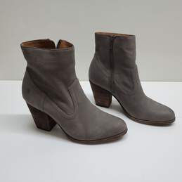 Frye Womens Gray Nubuck Leather Ankle Boots Heels Sz US 9