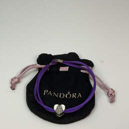 Designer Pandora 925 ALE Sterling Silver Purple Charm Bracelet w/ Dust Bag