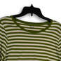 Womens Green White Striped Round Neck Long Sleeve Pullover T-Shirt Size XL image number 3