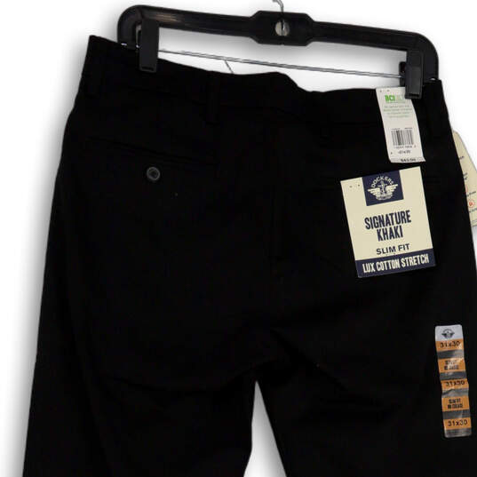 NWT Mens Black Cotton Flat Front Slash Pockets Stretch Khaki Pants Sz 31x30 image number 4