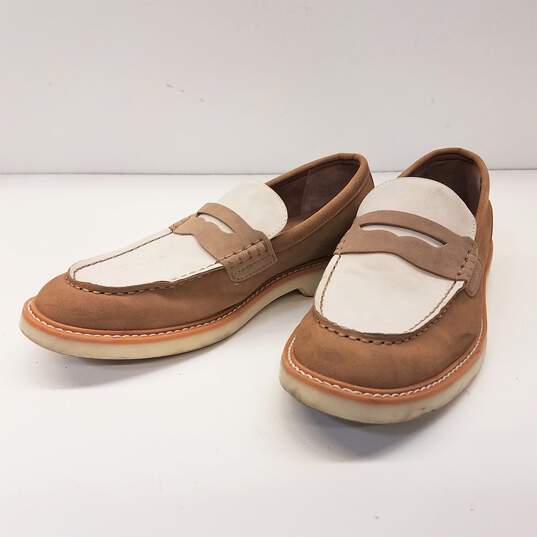 Tommy Hilfiger Sector Brown/White Slip On Penny Loafers Men's Size 9 image number 5