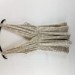 Windsor Women Cream Silver Shimmer Sleeveless Dress S NWT