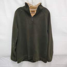 St. John Bay MN's Green Fleece Half Zip Cotton Blend Pullover Size MM