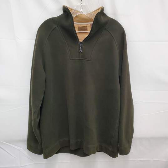 St. John Bay MN's Green Fleece Half Zip Cotton Blend Pullover Size MM image number 1
