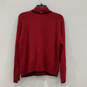 Womens Red Black Knitted Long Sleeve Collared Full-Zip Sweater Size Medium image number 2