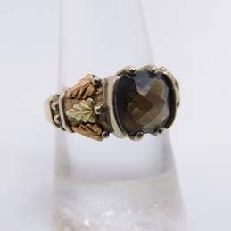 925 & 12K Rose & White Gold Amethyst Etched Leaf Ring 4.6g alternative image