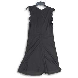 NWT Womens Black Short Sleeve Round Neck Back Zip A-Line Dress Size M alternative image