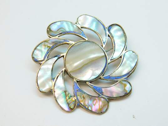 Mexico 925 Abalone Shell Seahorse Swirl & Spun Granulated Brooches Variety image number 3