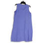 Womens Blue Round Neck Sleeveless Button Front A-Line Dress Size 12 Reg image number 2