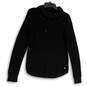 Womens Black Funnel Neck Waffle-Knit Long Sleeve Pullover Sweater Size M image number 1