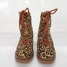 Sam Edelman SADE Leopard Calf Hair Combat Boot Women's Size 6.5