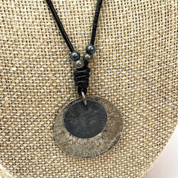 Designer Silpada 925 Sterling Silver Black Cord Round Pendant Necklace alternative image