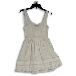 NWT Womens White Sleeveless Lace-Inset Button Front Mini Dress Size SP alternative image