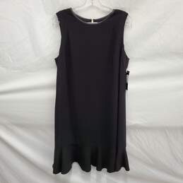 NWT ivy & blu Black Sleeveless Darcy Flounce with Leather Trim Knee Length Dress Size 14