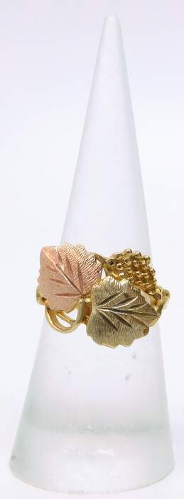 10K Yellow & Rose Gold Grapes & Etched Leaves & Vines Ring 3.4g
