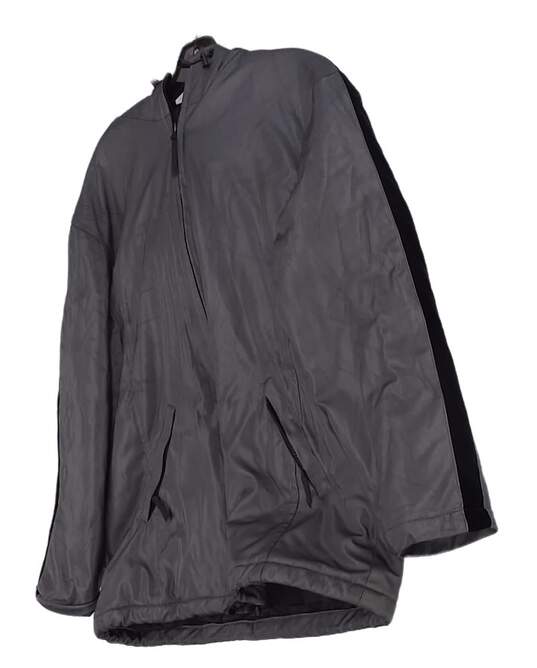 Womens Gray Long Sleeve Pockets Full Zip Jacket Size Medium image number 3