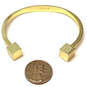 Designer J.Crew Gold-Tone Mercantile Cube Ends Fashionable Cuff Bracelet image number 3