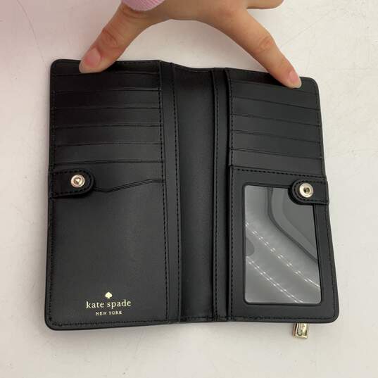 Kate Spade NY Womens Black Leather Card Holder Snap Bifold Wallet image number 3