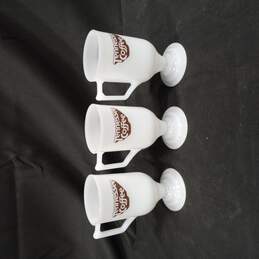 Lot of 3 Tennessee Coffee George Dickel Milk Glass White Pedestal Coffee Cups