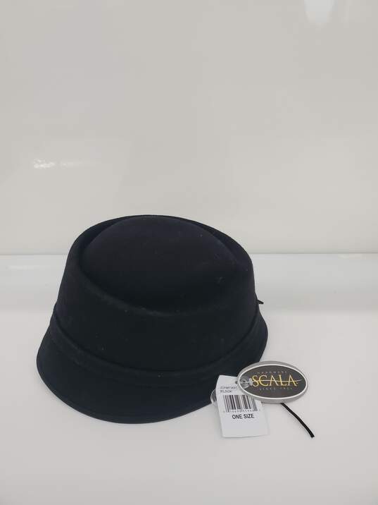women Vintage Scala Black Wool Round Elegant Hat one Size- new image number 2