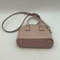 Womens Pink Leather Bottom Studs Zipper Crossbody Strap Dome Satchel Bag Purse image number 2