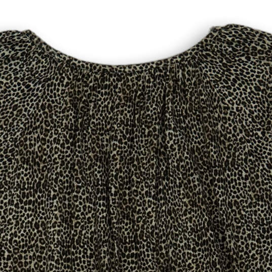 Womens Gray Black Animal Print Round Neck 3/4 Sleeve Blouse Top Size Small image number 4