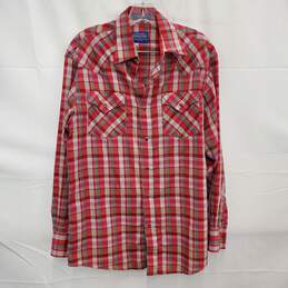 Pendleton Frontier Western Red Plaid Long Sleeve Shirt Size SM