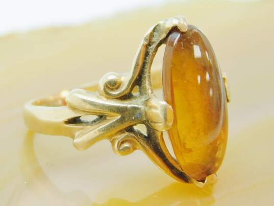 VNTG 10K Yellow Gold Citrine Cabochon Ring for Repair 2.8g image number 2