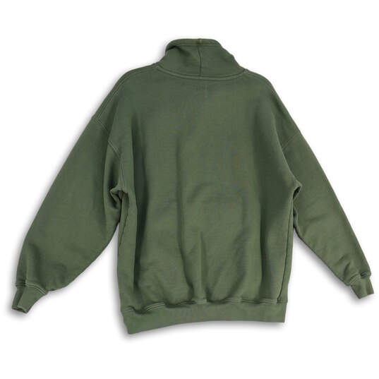 Womens Green Cargo Utility Pocket Mock Neck Pullover Sweatshirt Size M image number 4