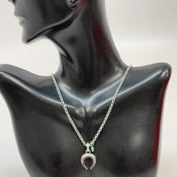 Designer Lucky Brand Silver-Tone Link Chain Half Moon Pendant Necklace