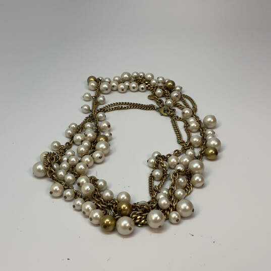 Designer Stella & Dot Gold-Tone Multi Strand Pearl Statement Necklace image number 3