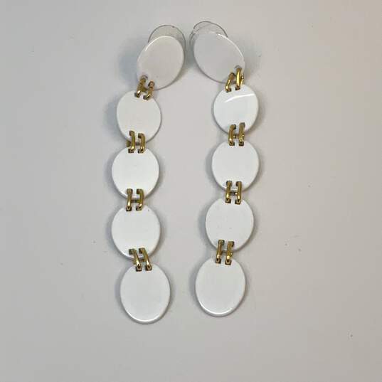 Designer J. Crew Gold-Tone Convex Oval Shape Linear Dangle Drop Earrings image number 2