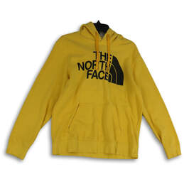 Mens Yellow Graphic Print Drawstring Long Sleeve Pullover Hoodie Size M
