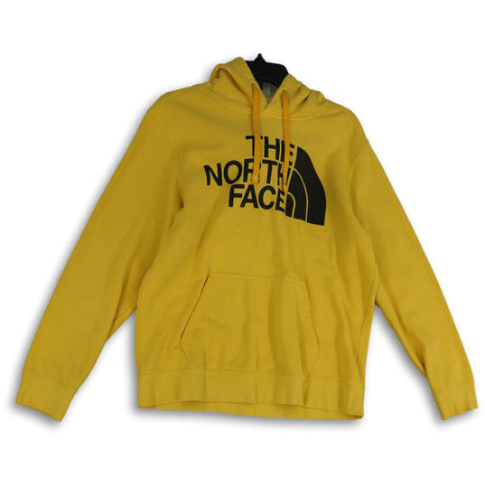 Mens Yellow Graphic Print Drawstring Long Sleeve Pullover Hoodie Size M image number 1