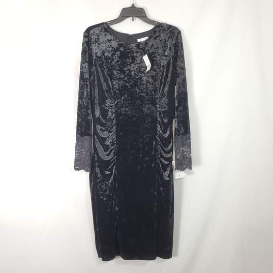 NY & Co Women Black Velvet Dress L NWT image number 1