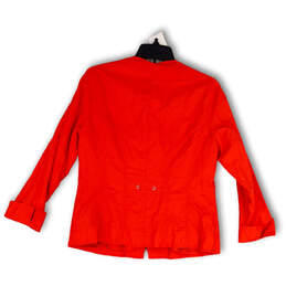 NWT Womens Orange Eyelet Pockets Long Sleeve Full-Zip Jacket Size PM alternative image
