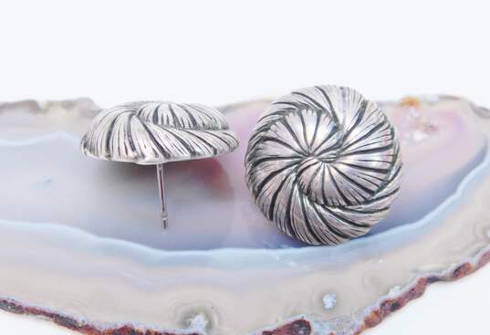 Artisan 925 Teardrop & Spiral Pendants Necklace & Lapis Lazuli Cabochon Granulated Drop & Swirl Knot Post Earrings 33.1g image number 5