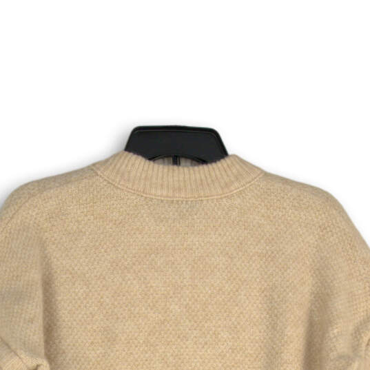 Womens Tan Knitted Crew Neck Long Sleeve Pullover Sweater Size XS image number 4