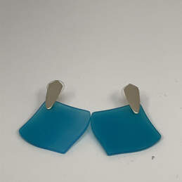 Designer Kendra Scott Silver-Tone Astoria Teal Agate Drop Earrings alternative image
