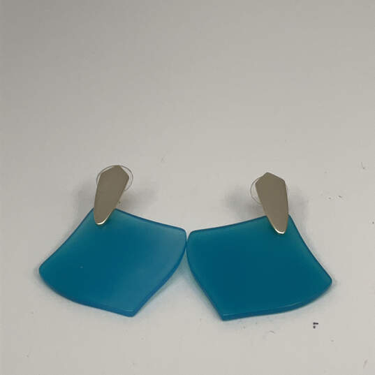 Designer Kendra Scott Silver-Tone Astoria Teal Agate Drop Earrings image number 2